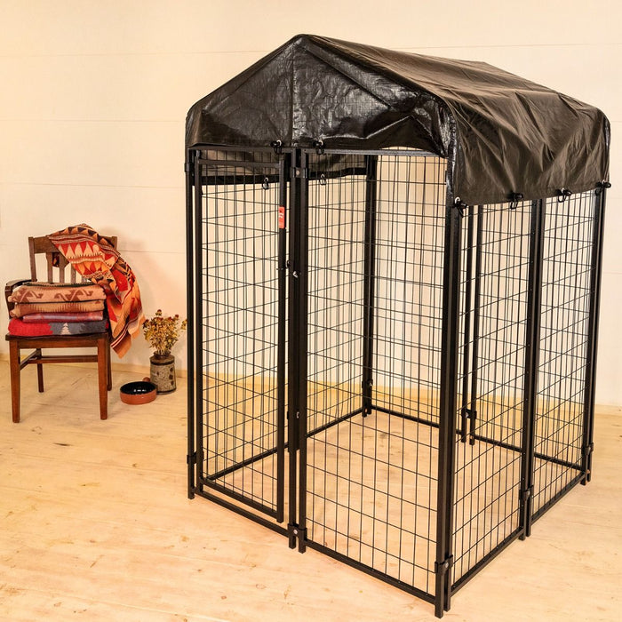 Lucky Dog - 4'W x 6'H Outdoor Pet Kennel with Cover