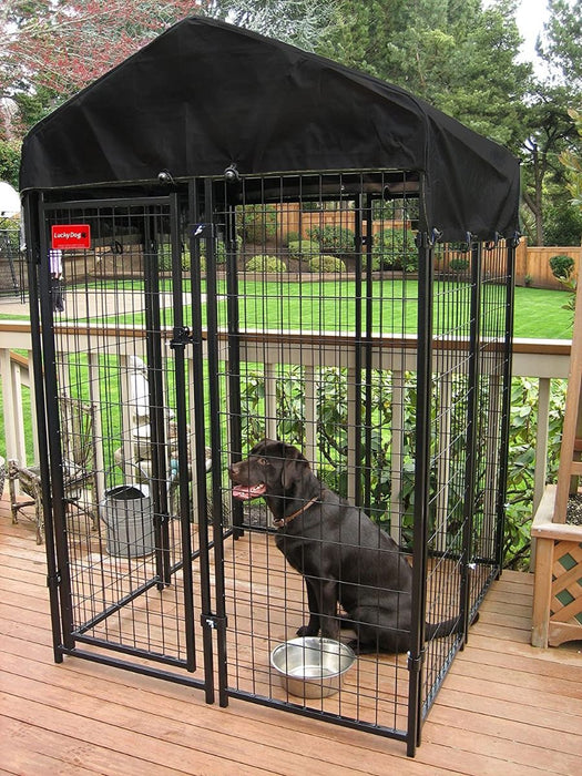 Lucky Dog - 4'W x 6'H Outdoor Pet Kennel with Cover