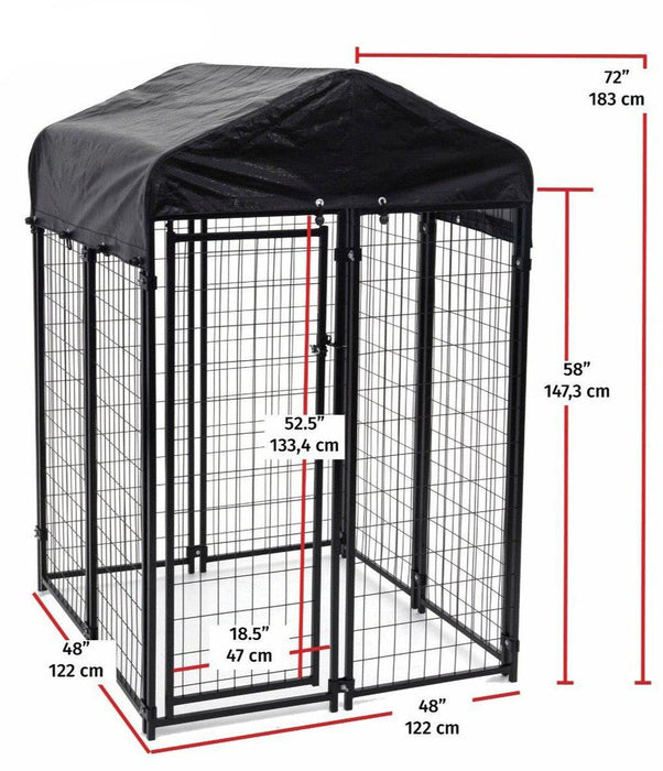 Lucky Dog - 4'W x 6'H Outdoor Pet Kennel with Cover