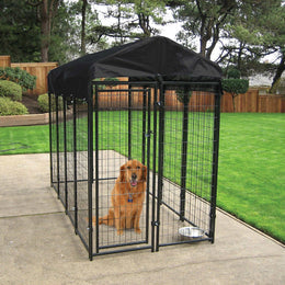 Lucky Dog - 4'W x 6'H Outdoor Pet Kennel with Cover