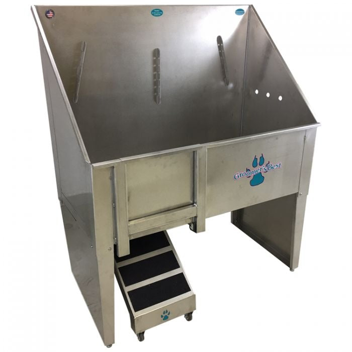 Groomer's Best - Walk-Through Bathing Tub with Right Faucet, Left Ramp, 58"
