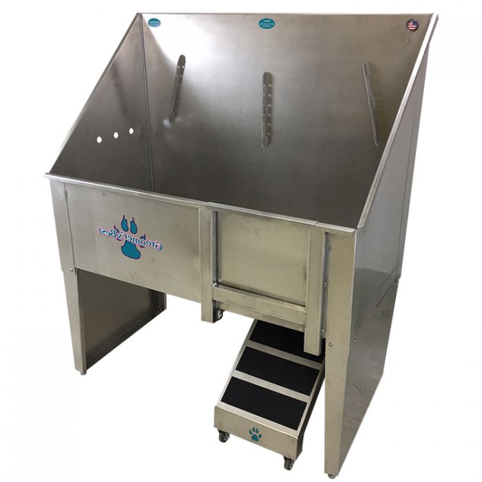 Groomer's Best - Walk-Through Bathing Tub With Left Faucet, Right Ramp, 48"