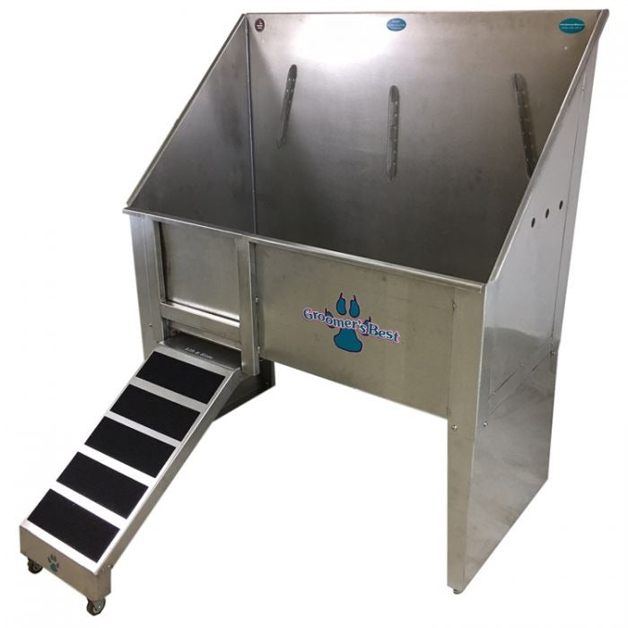 Groomer's Best - Walk-Through Bathing Tub with Right Faucet, Left Ramp, 58"