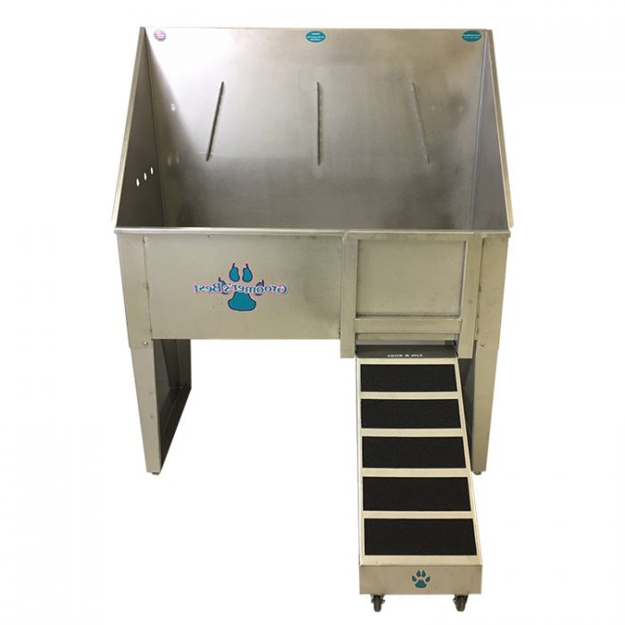 Groomer's Best - Walk-Through Bathing Tub With Left Faucet, Right Ramp, 48"